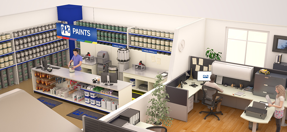 Intérieur magasin/bureaux 3D